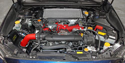 AEM 2015 Subaru WRX STi cold air intake places the AEM Dryflow Air Filter outside of the engine bay