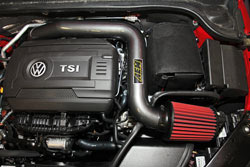 Closeup of the AEM 21-764C Cold Air Intake System designed for the VW 1.8T & VW 2.0T