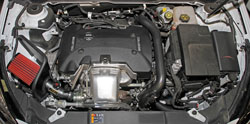 A 2014 Chevrolet Malibu Turbo 2.0L running an AEM 21-794C Cold Air Intake System