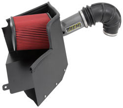 AEM Brute Force Air Intake System for 2013 and 2014 Ram 1500 is available in charcoal gray, 21-8228DC, or a bright mirror finish, 21-8228DP