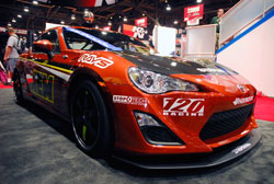 The show vehicle in the AEM SEMA booth started out as a new 2013 Scion FRS