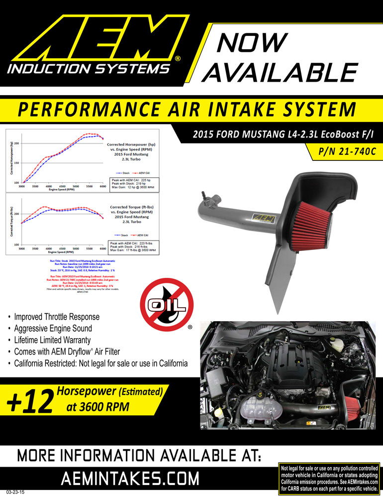 AEM Sell sheet for select 2011-2014 Ford Mustang Models Cold Air Intake