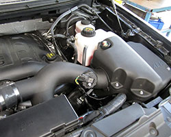 AEM Air Intake System 21-8126DS is engineered with an oversized air box and new coolant reservoir for the 2011-14 Ford F150 EcoBoost turbo V6