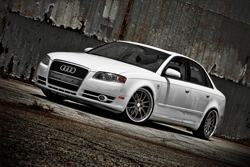 A modified Audi A4 is seen here in Audi's Ibis White color