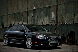 Audi's Brilliant Black color is seen here on a modified A4 model