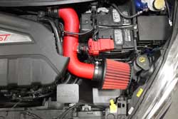 The AEM 2014-2015 Ford Fiesta ST short ram intake will look just as good as it performs with its wrinkle-red powdercoated intake tube, powder coated heat shield, and Dryflow air filter