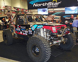 AEM air filter equipped # 20 Nitto Tire/Northstar Battery/KMC wheels Ultra 4 Race Car on display in the Northstar Battery 2015 SEMA Show booth
