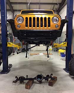 Mike Kim installed ARB air lockers, cromoly axle shafts, an under belly skid plate system and other body armor pieces on his Jeep Wrangler JK Unlimited Rubicon