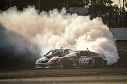 Kristaps Bluss and Chris Forsberg fight Frederic Aasbo at Formula Drift in Orlando, Florida