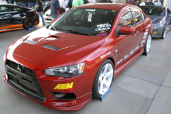 Chaney's ambitions for his red Mitsubishi Lancer EVO X stem far beyond the 2011 SEMA Show