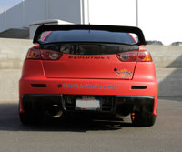 Megan Racing 3-inch down pipe and test pipes, and an HKS high-power dual exhaust system was installed on this Evo X GSR