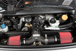 2004 Porsche 996 GT3 with AEM Universal Dryflow air filters on custom intake
