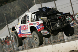 Carl Renezeder is seen here jumping over a tabletop section at Lake Elsinore Motorsports Complex