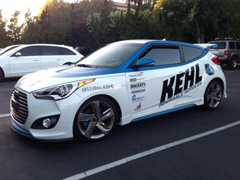With its standout appearance Bryan Kehl reasoned his Hyundai Veloster Turbo would be ideal to promote his company.