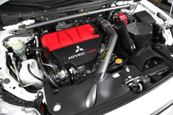 Mitsubishi Evo X with AEM front strut bar, AEM intercooler and AEM performance air intake system