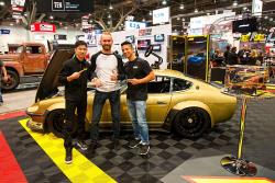 Super Street Award for Chris Forsberg Z in the AEM booth at the 2016 SEMA show